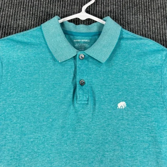 Banana Republic Polo Shirt Mens Large Green Short Sleeve Casual Comfort Light