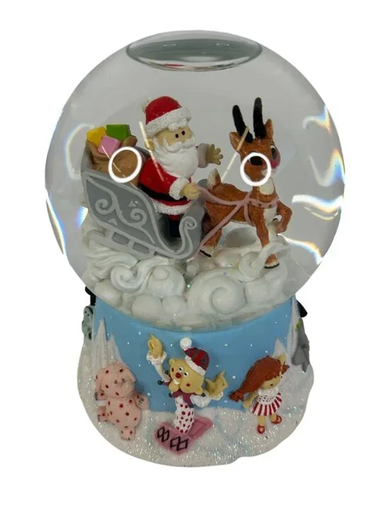 Enesco VINTAGE Rudolph the Red Nosed Reindeer Musical Snow Globe, 2003