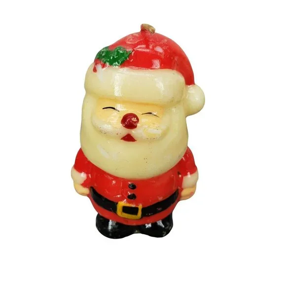 Vintage 1980S‎ small Santa Claus Wax Glossed Candle