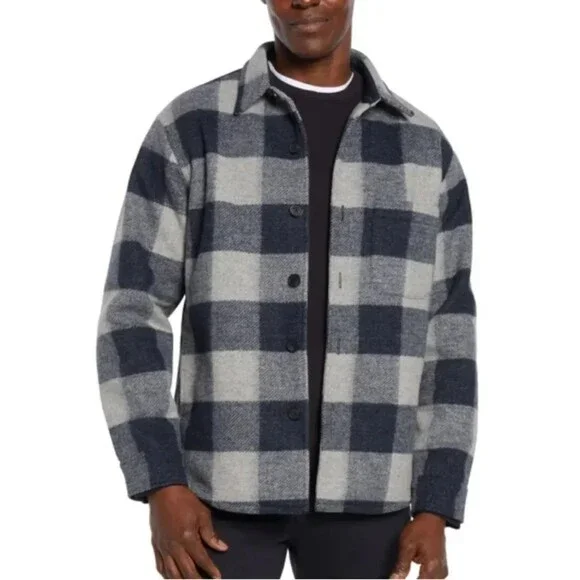 Banana Republic Heritage Blue Buffalo Plaid Button Shirt Jacket Shacket  S  NWOT