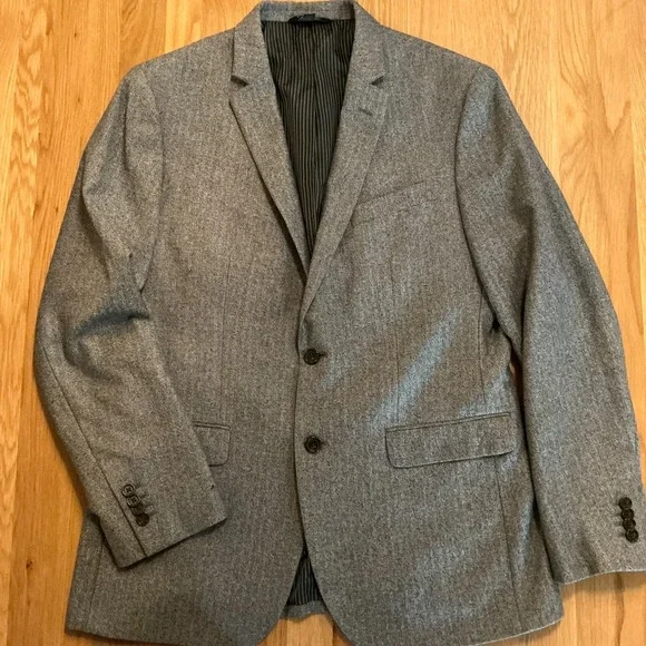 Banana Republic Marzotto Super 110s Wool Blazer 42R Gray‎ Herringbone Slim Fit
