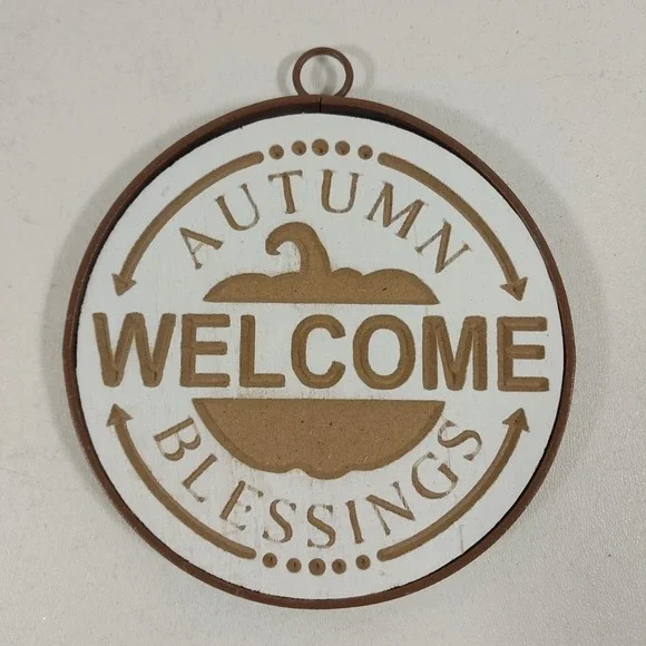 Autumn Welcome Blessings SIGN Wall Door Plaque Fall‎ Decor 4.5