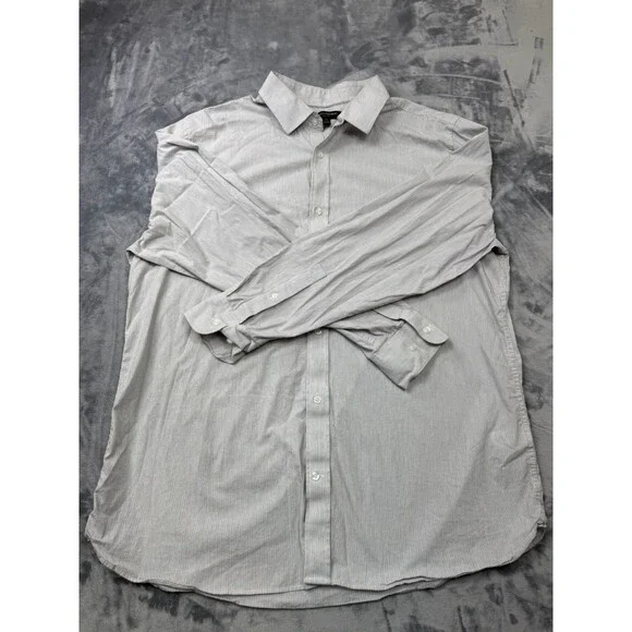 Banana Republic Mens Button Up Shirt Slim Fit Size XXL 2XL White Stripped