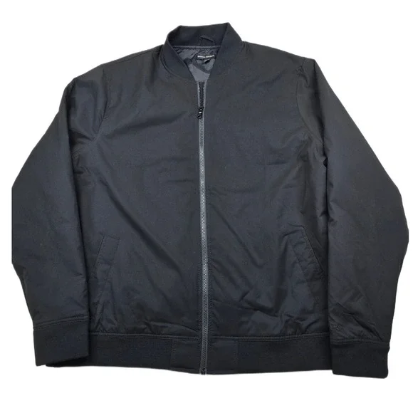 Banana Republic Bomber Jacket Mens 2XL Black Full Zip‎ Ribbed Trim Flight
