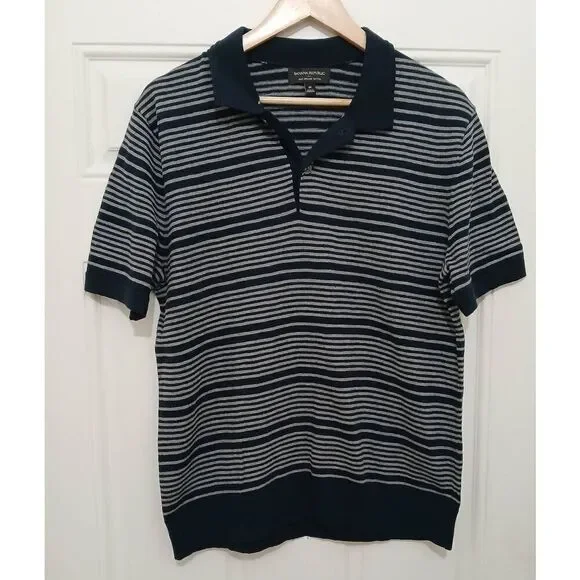 Banana republic mens medium organic cotton blue shortsleeve polo shirt