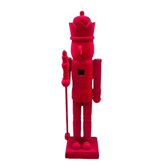 15 Inch Pink Flocked Nutcracker King Figurine Christmas Holiday Decor New