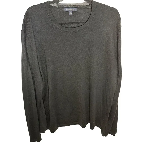 Banana Republic Silk‎ Cashmere Blend Sweater Men's XL Black Crewneck Classic