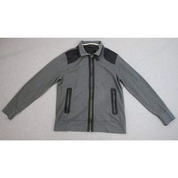 Banana Republic Jacket Sweater Mens Large Gray Cotton Blend Full Zip‎ Pockets