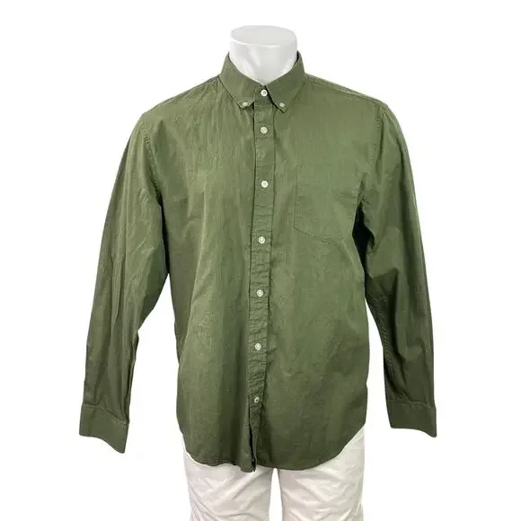Banana Republic Men Green Camden Standard Oxford Long Sleeve Button Up Shirt L