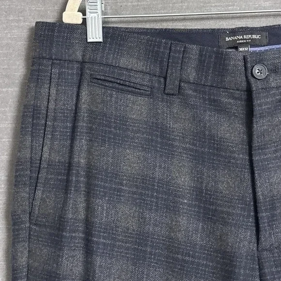 Banana Republic Pants 36x32 Aiden Fit Nova Fides Italian Wool Blue Plaid Flannel