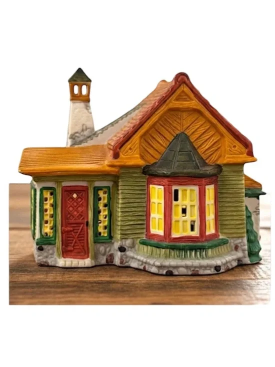 Vintage Holiday Village Illuminated House Porcelain OurTown Series 1992