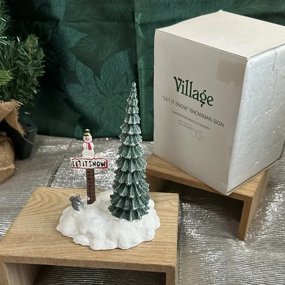 Dept‎ 56 Let it Snow Resin Snowman Sign Snow Village #52594 Retired 1998