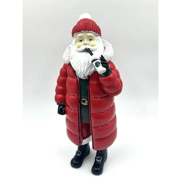 Christmas Santa Figurine 14 inch Red Puffer Coat Holiday Home Decor New
