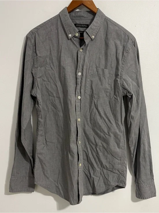 Banana Republic Men’s Medium Cotton Stretch Pinpoint Oxford Casual Preppy Button