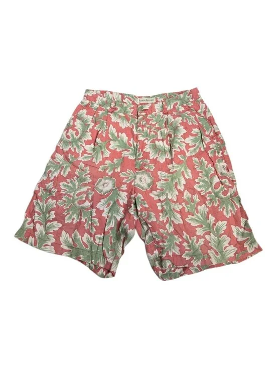 VINTAGE Banana Republic linen salmon pink safari pleated high waist shorts 32