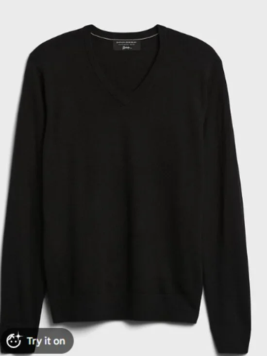 Banana Republic Merino V-Neck Sweater Black Men Size L