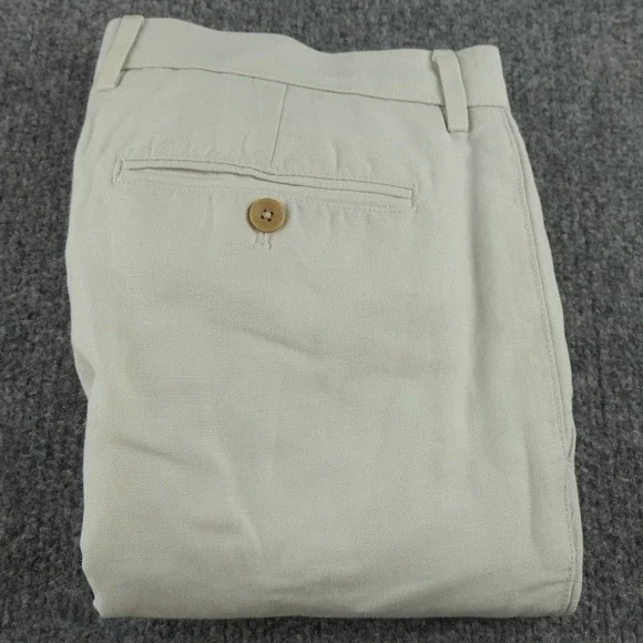 Banana Republic Pant Mens 35x30 Linen Blend Kentfield Off White Casual Chinos