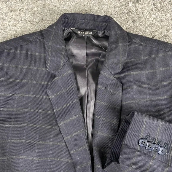 Banana Republic Blazer Mens 40R Blue Tailored Fit Windowpane Plaid Suit Jacket
