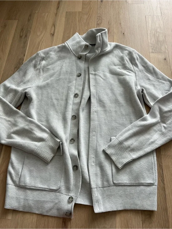 Light Grey Button-Up Knit Cardigan