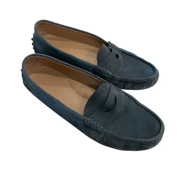 Banana Republic Mens Navy Blue Suede Penny Loafer Driving Shoes Moc Toe Size 11