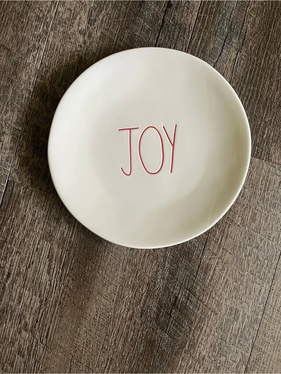 Rae Dunn White Ceramic Plate with Black Stamp