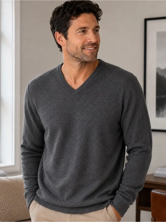 Banana Republic Luxury Blend Silk Cashmere V-Neck Sweater Men’s Large Gr