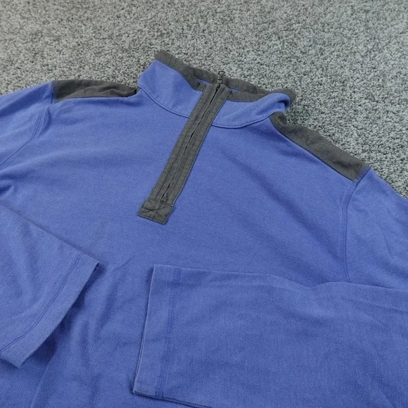 Banana Republic‎ Sweatshirt Mens XL Blue 1/4 Zip Mock Neck Pullover Knit Sweater