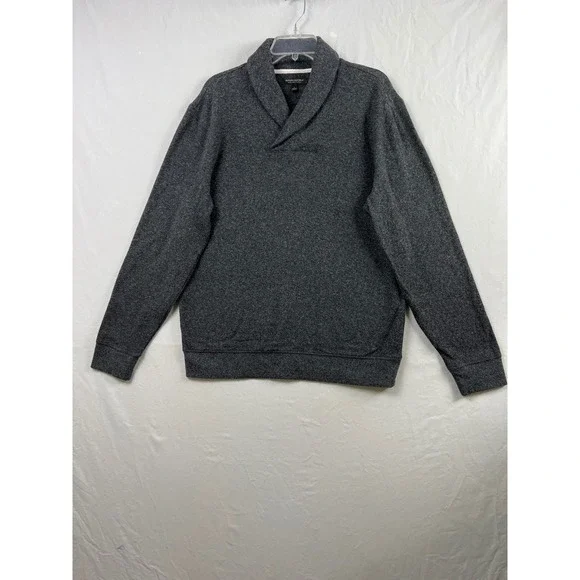 Banana Republic Sweater Mens Large Gray Ultra-Soft Waffle Shawl Collar Pullover