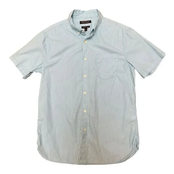 Banana Republic Camden Fit Blue Stripe Short Sleeve Button Down Shirt Size S EUC