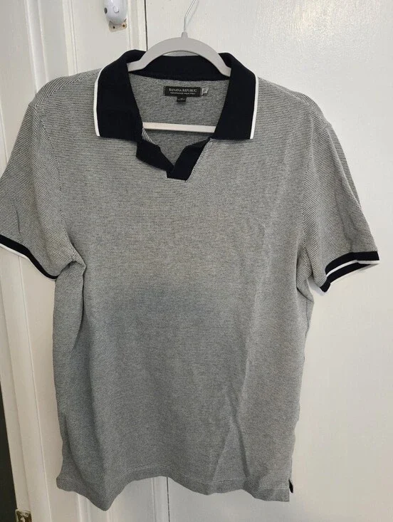 Banana Republic Gray Polo with Black Contrast Collar