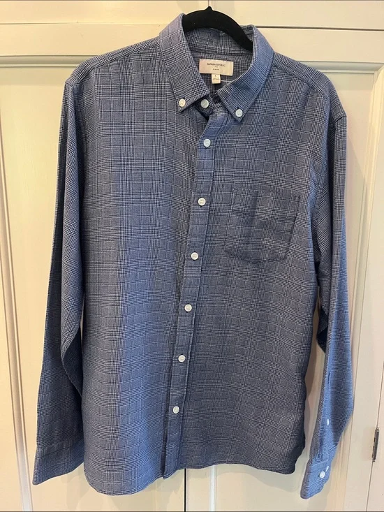 Banana Republic Navy-Blue Micro-Check Button-Down Shirt
