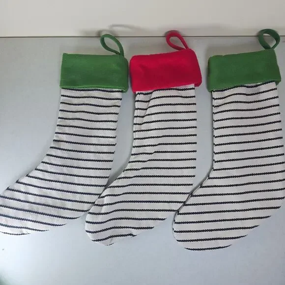 3‎ pack red and green woven tapestry Target Wondershop farm house chic stockings