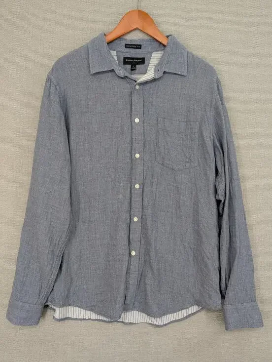 Banana Republic Mens Blue Cotton Untucked Fit Button Down Shirt Large -072618