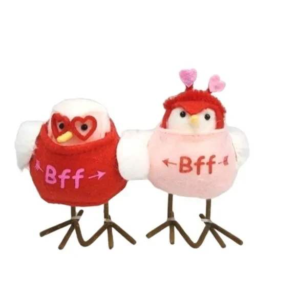 Target Spritz Mini Birds NWT 2 Pc. White, Pink & Red BFF Valentine's Love Birds‎