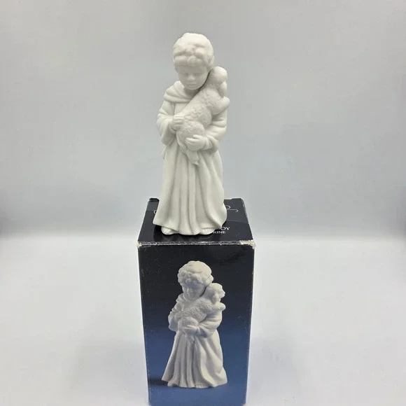 Avon‎ Nativity Collectibles The Shepherd Boy Lamb Porcelain Bisque Figurine 1983