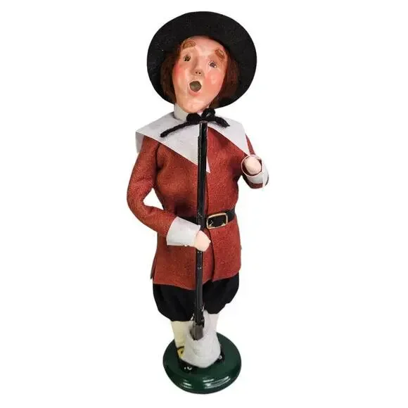Byers Choice Caroler Pilgrim Thanksgiving Long‎ Rifle Man Collar Harvest Signed