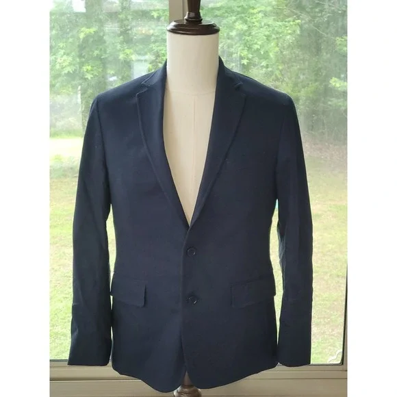 BANANA REPUBLIC 38S Blue Blazer Jacket Tailored Fit Cotton 2 Button
