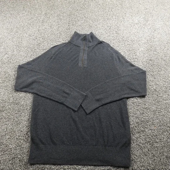 Banana Republic Sweater Mens L Gray Knit 1/4 Zip Mock Neck Pullover Sweatshirt‎