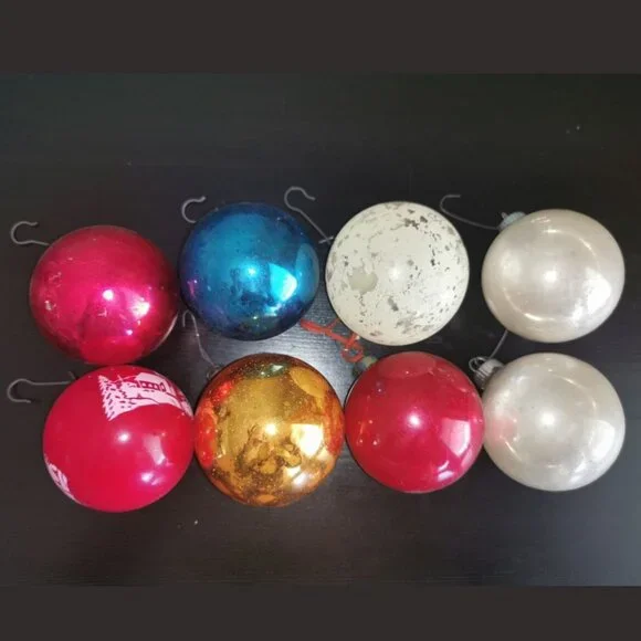 Lot of 8‎ Vintage Mercury Glass Christmas Ornament Balls