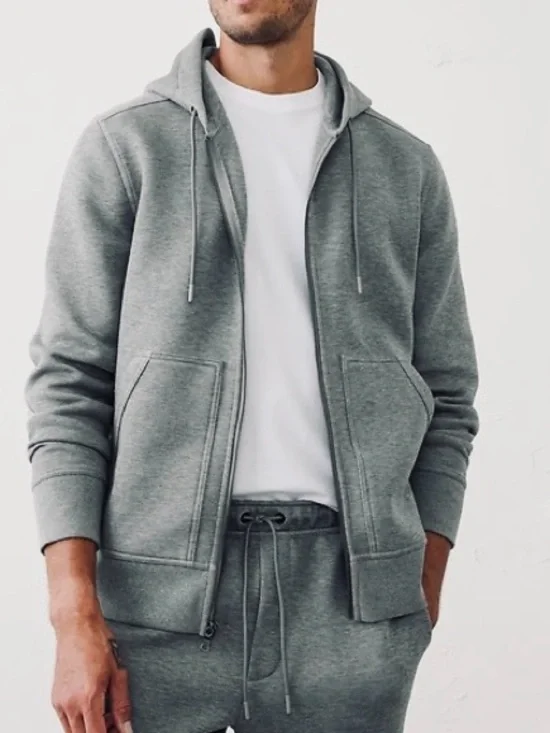 BANANA REPUBLIC Grey Zip Hoodie Sweatshirt w Pockets Jacket Full Zipper Sweater