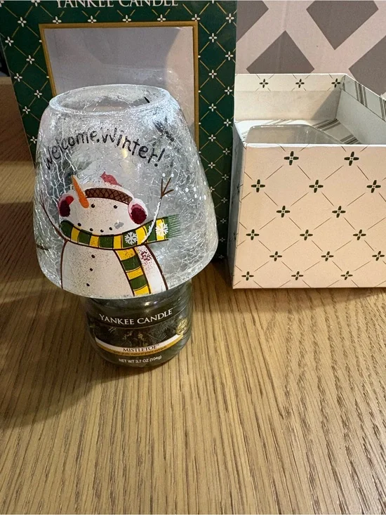 Yankee Candle Snowman Votive Shade with Green, Yellow & Red Accents