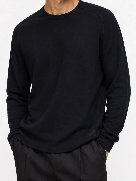 BANANA REPUBLIC Textured Men's Black Thermal Long Sleeve Crewneck Shirt Sweater
