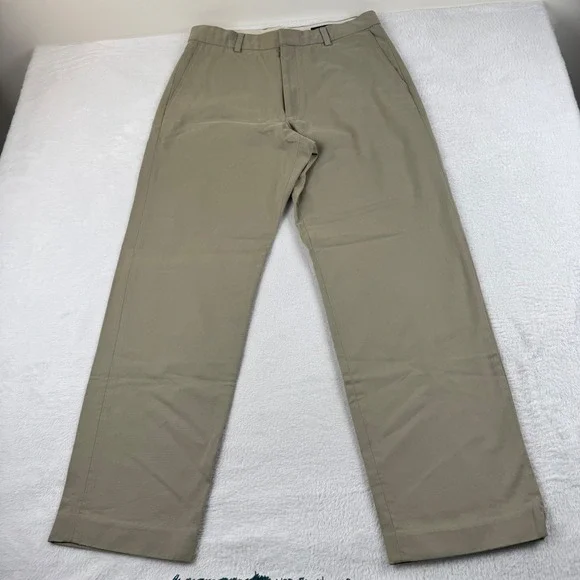 Banana Republic Gavin Chino Pants Mens 35x32 Khaki Tan Straight Leg 100% Cotton