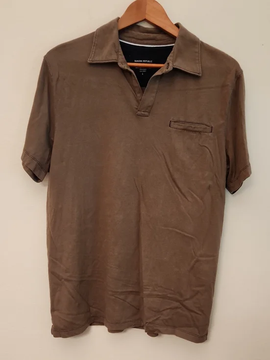 Banana Republic Men's Olive-Brown Polo Shirt