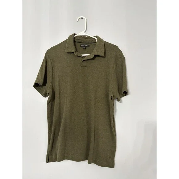 mens banana republic Polo Shirt New Large Green Short Sleeve