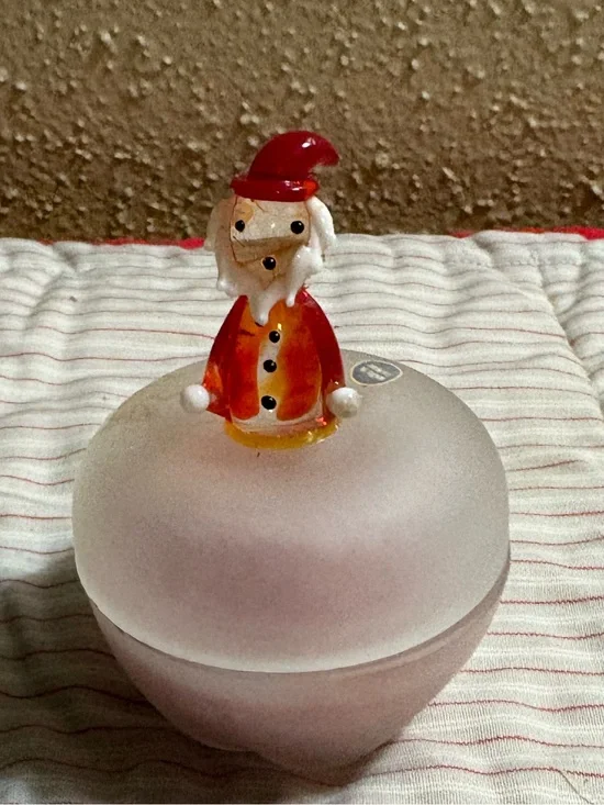 Vintage Miniature Blown Glass Santa Candle