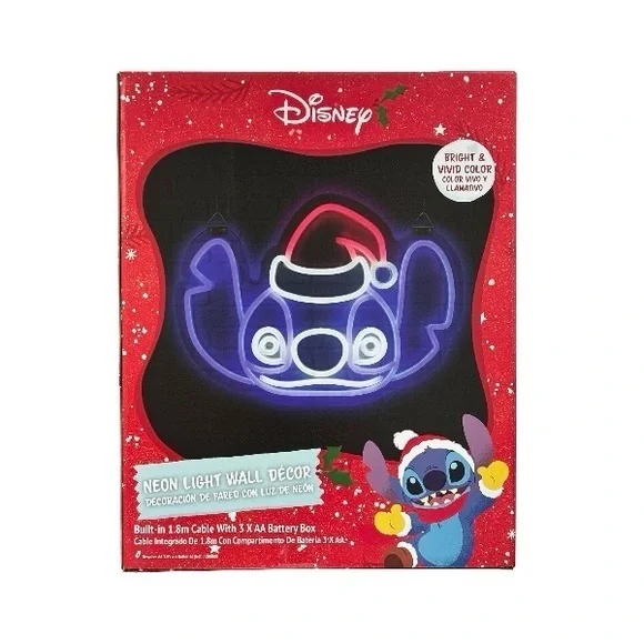 NIB. DISNEY Stitch Neon Light with Santa Hat