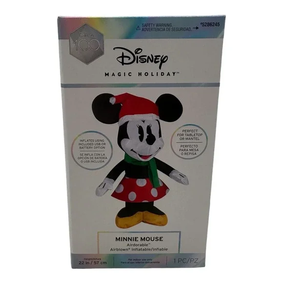 Disney Minnie Mouse Airdorable Airblown Inflatable Indoor 22 In Christmas‎ Gemmy