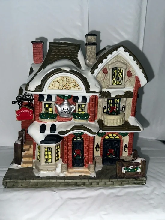 Holiday Tea Room Decorative Ceramic Village House - Red