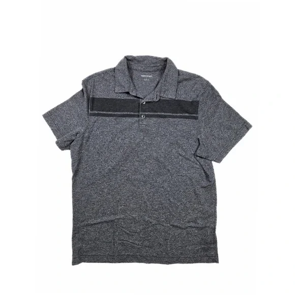 Banana‎ Republic Navy Gray Black Stripe 1/4 Button Performance Polo Men's Size L